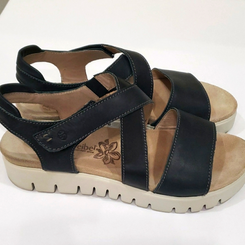 Josef Seibel Black and Tan Sandals